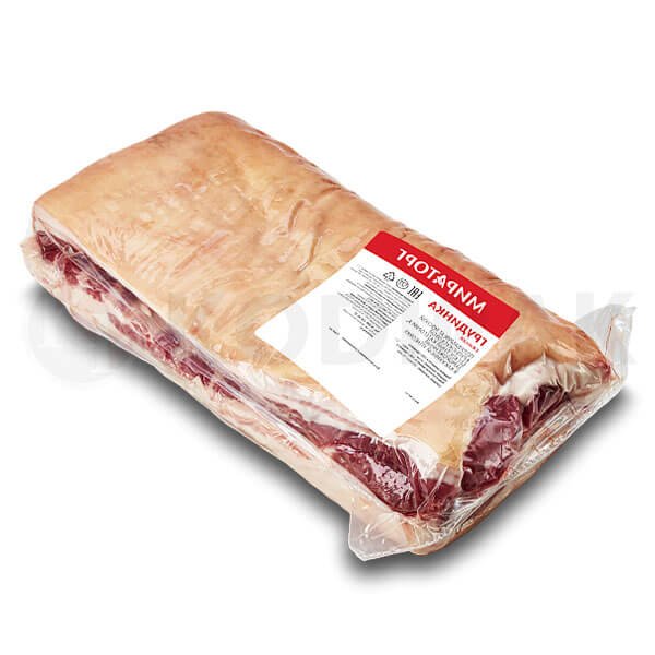 Pork breast hot water dip tank shrink packaging