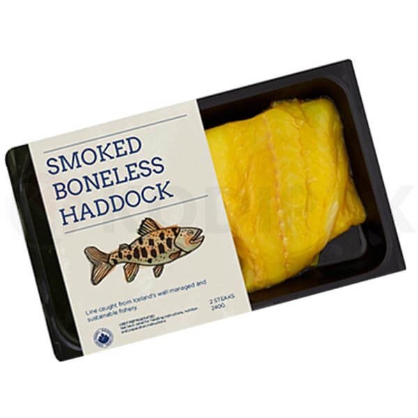 smoked boneless haddock vacuum skin packaging