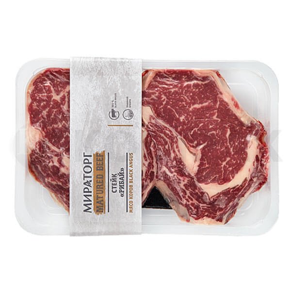 Beef ribeye steak vacuum skin packaging