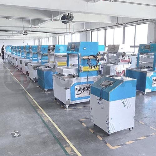 Vacuum skin packaging machine on tray or cardboard factory show